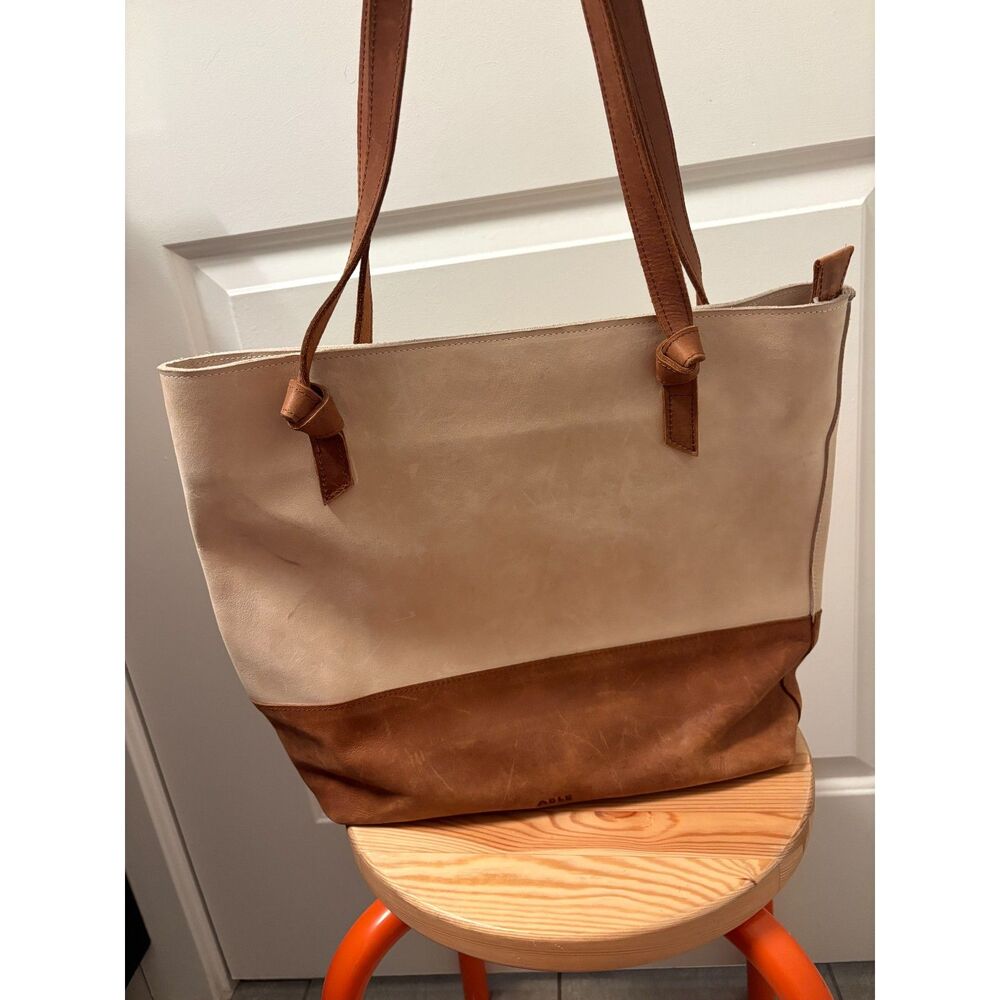 ABLE Rachel Two-Tone Leather Zip Tote Bag